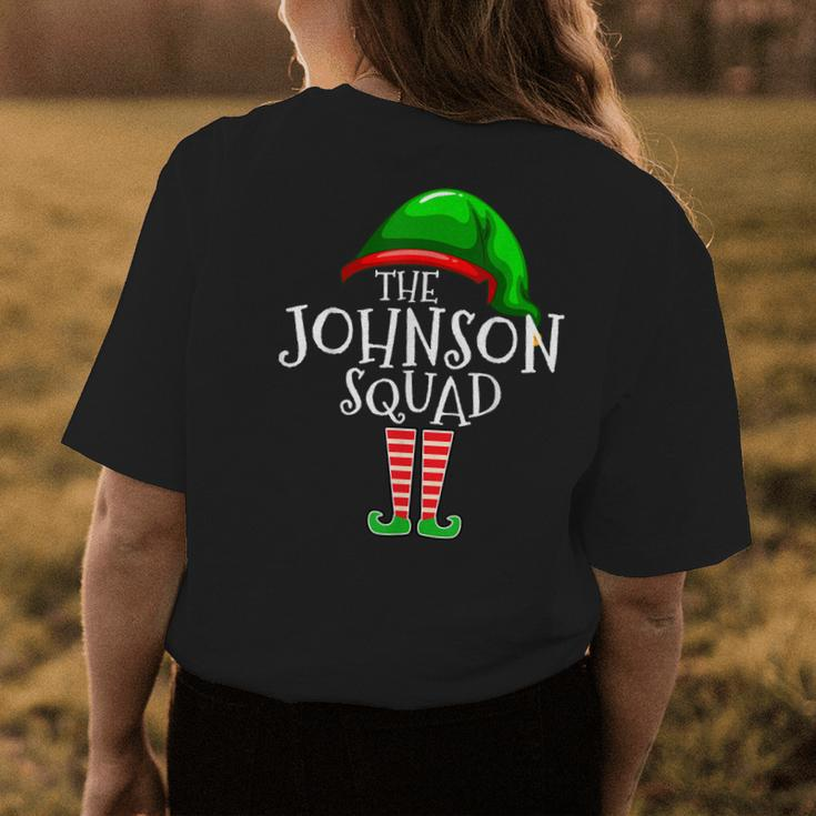 Johnson Squad Elf Group Matching Family Name Christmas Gift Womens Back Print T-shirt Funny Gifts