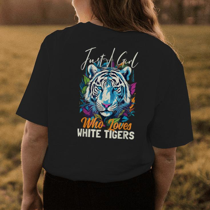 Just A Girl Who Loves White Tigers Girls Women Bengal Tiger Womens Back Print T-shirt Unique Gifts