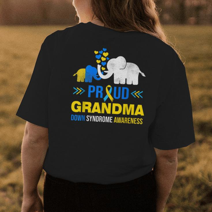 Proud Grandma Down Syndrome Awareness Blue Yellow Ribbon Women's T-shirt Back Print Unique Gifts