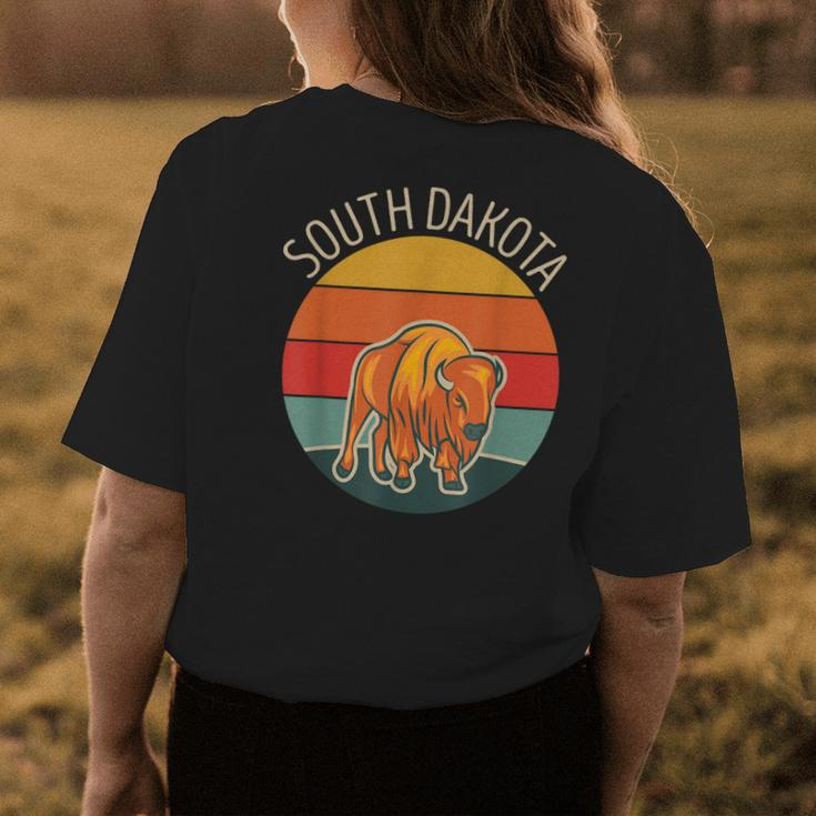 South Dakota Badlands Road Trip Buffalo Bison Vintage Womens Back Print T-shirt Unique Gifts