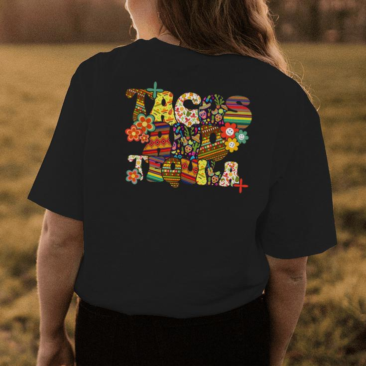 Tacos And Tequila Cinco De Mayo Groovy Mexican Drinking Womens Back Print T-shirt Unique Gifts