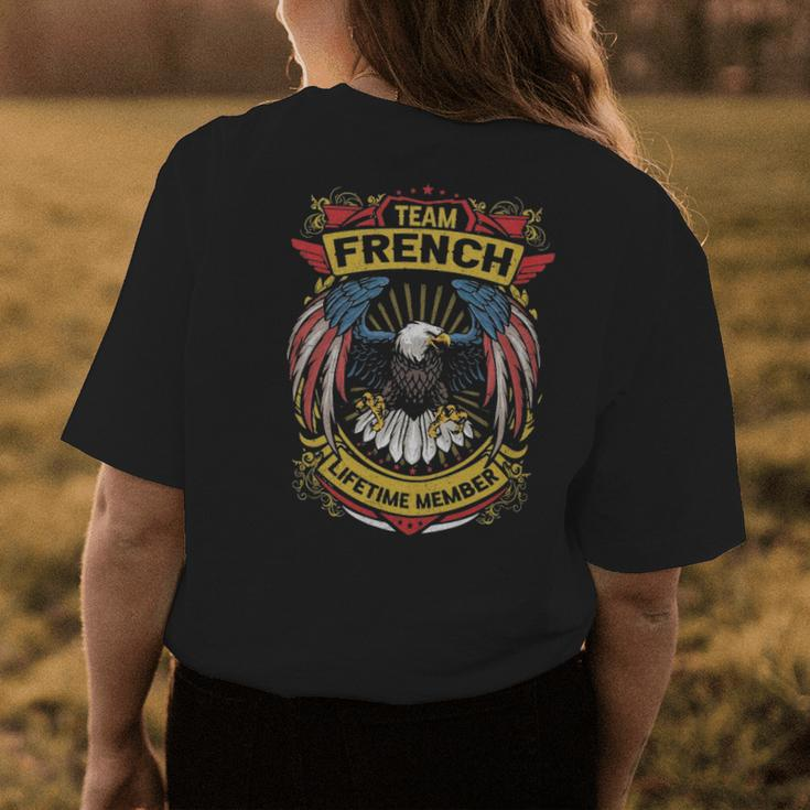 Team French Lifetime Member French Last Name Women's Crewneck Short Sleeve Back Print T-shirt Funny Gifts