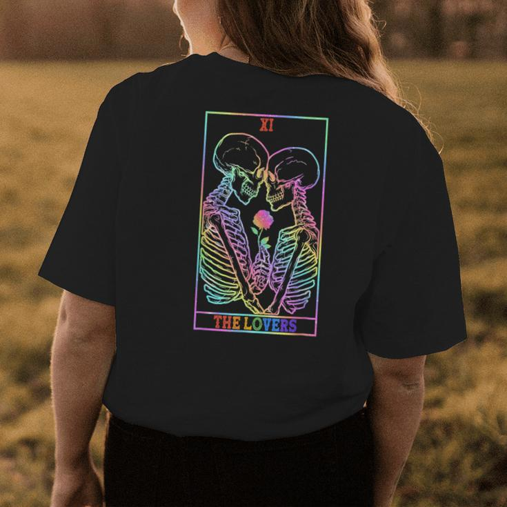 The Lovers Tarot Rainbow Skeleton Gay Lesbian Lgbt Pride Womens Back Print T-shirt Unique Gifts