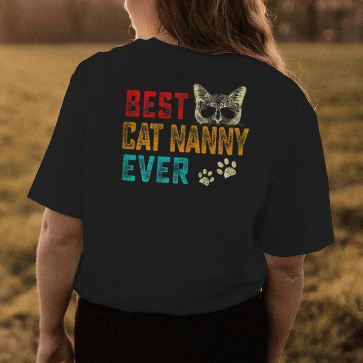 Vintage Best Cat Nanny Ever Family Pet Kitten Lover Gift For Womens Womens Back Print T-shirt Funny Gifts