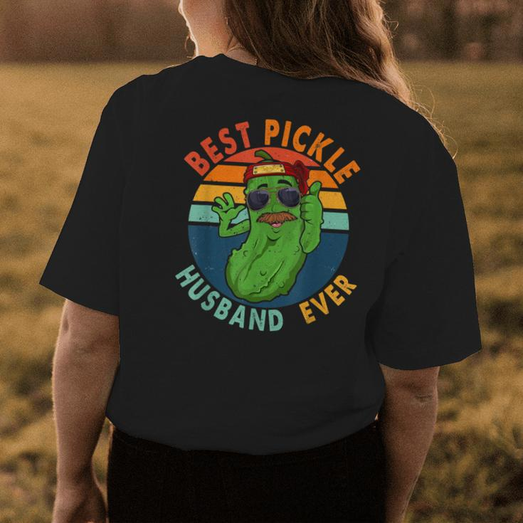 Vintage Retro Best Pickle Husband Ever Funny Pickle Mustache Womens Back Print T-shirt Funny Gifts