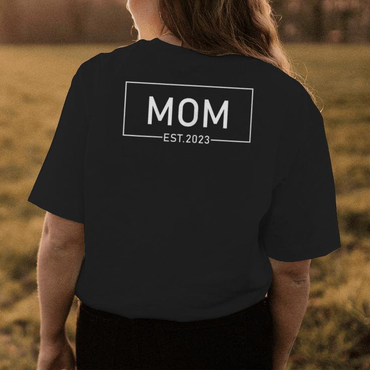 Womens Mom Est 2023 Promoted To Mother 2023 First Mothers Day Womens Back Print T-shirt Unique Gifts