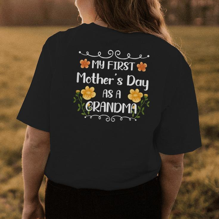 Womens My First Mothers Day As A Grandma In Mothers Day 2023 Womens Back Print T-shirt Unique Gifts