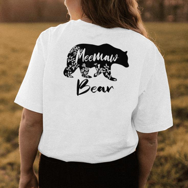 Cute Floral Meemaw Bear For Mom Women's T-shirt Back Print Unique Gifts