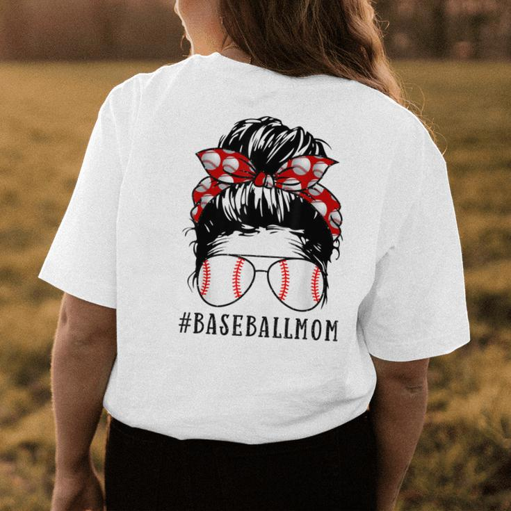 Mom Life Softball Baseball Mom Messy Bun Womens Women's T-shirt Back Print Unique Gifts