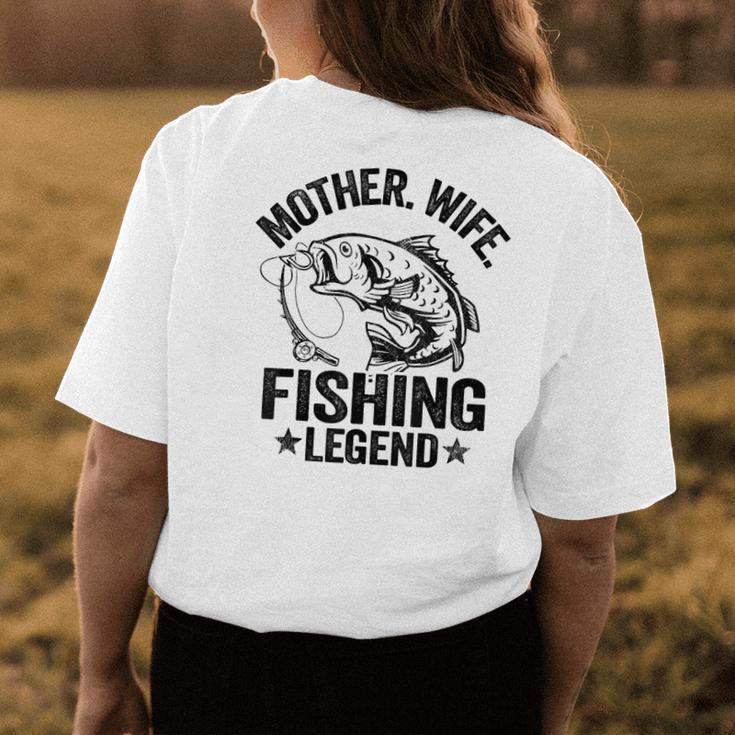 Mother Wife Fishing Legend Fisherwoman Grandma Mom Fishing Women's T-shirt Back Print Unique Gifts