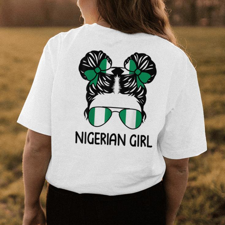 Nigerian Girl Messy Hair Nigeria Pride Patriotic Womens Kids Women's T-shirt Back Print Unique Gifts