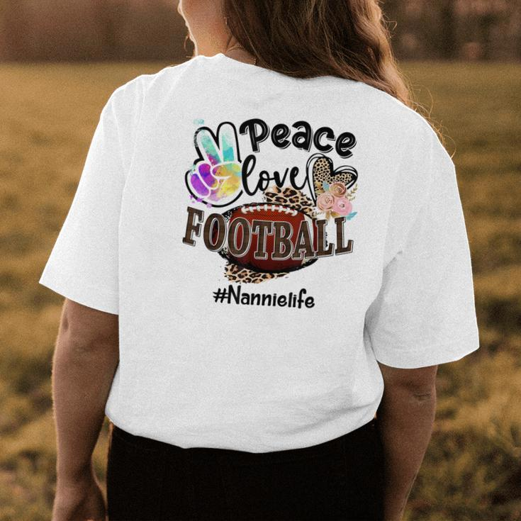 Peace Love Football Nannie Life Mom Grandma Leopard Women's T-shirt Back Print Unique Gifts