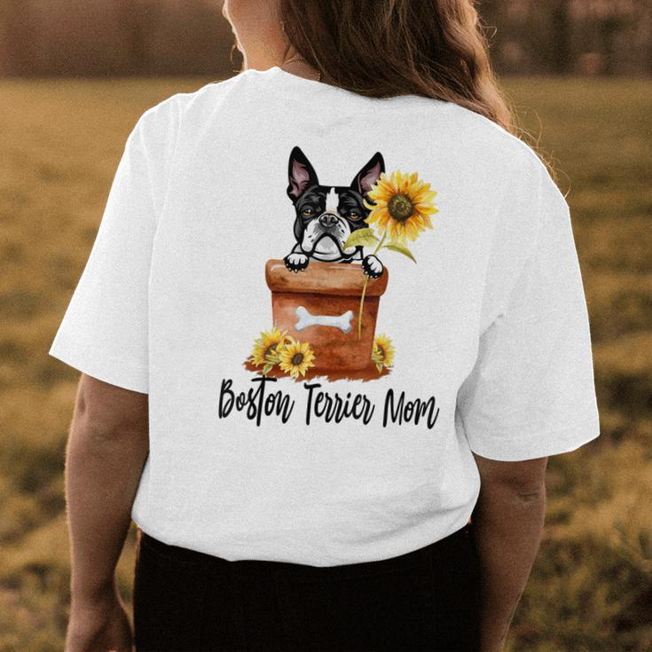 Sunflower Boston Terrier Mom Dog Lover Women's T-shirt Back Print Unique Gifts