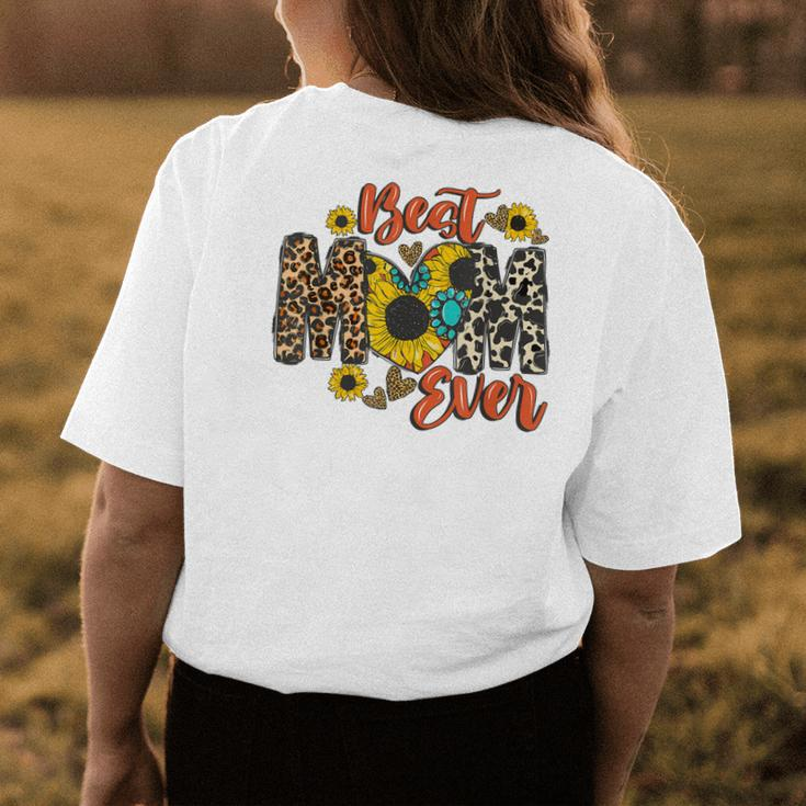 Womens Best Mom Ever Sunflower Leopard Happy Mothers Day Womens Back Print T-shirt Unique Gifts
