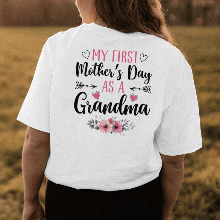Womens My First Mothers Day As A Grandma Flowers Mothers Day 2023 Womens Back Print T-shirt Unique Gifts