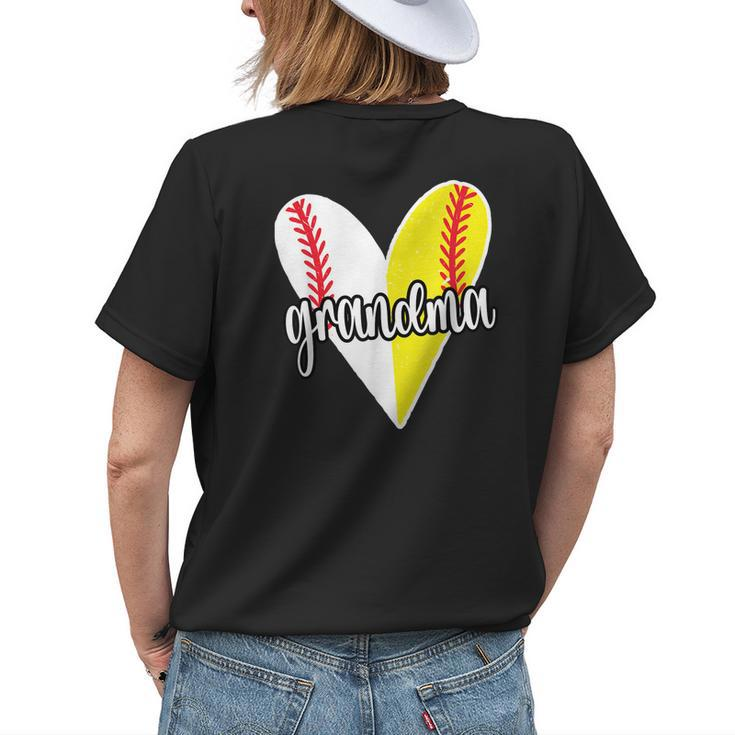 Baller Grandma Proud Softball Baseball Player Grandma Women's T-shirt Back Print