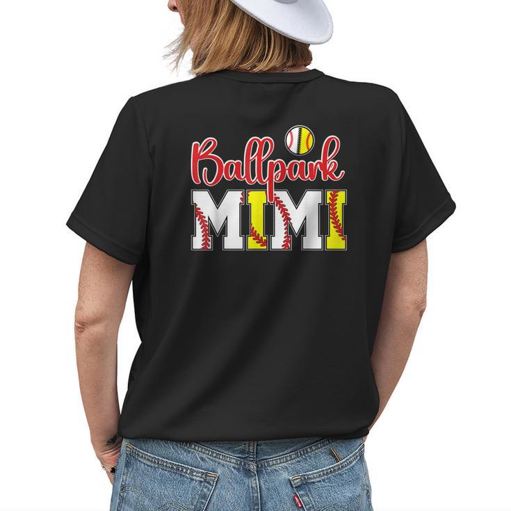 Ballpark Mimi Softball Baseball Mimi Grandma  Womens Back Print T-shirt