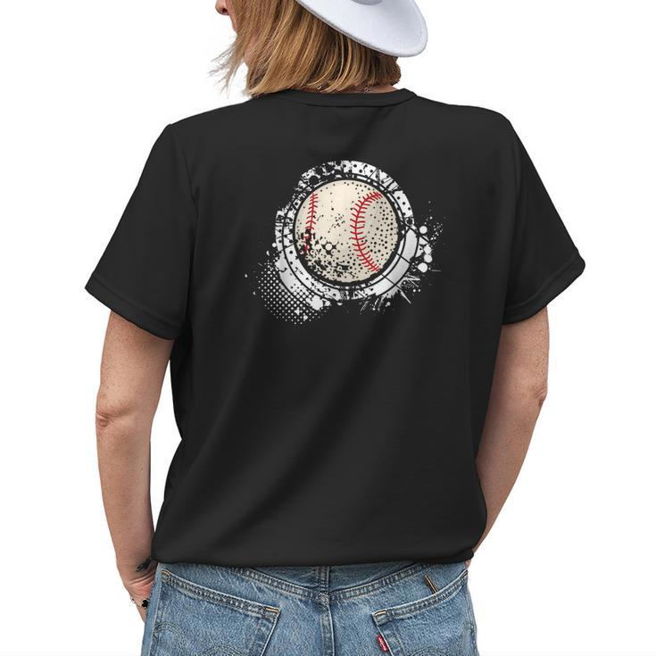 Baseball Dad Mom Sports Lover Baseball Game Day Vibes Womens Back Print T-shirt Gifts for Her