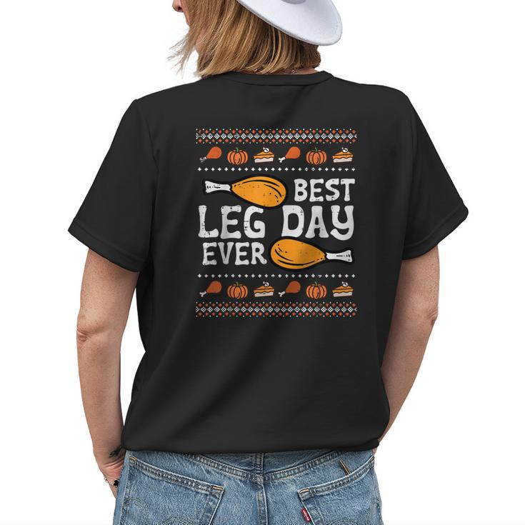 Best Leg Day Ever Turkey Funny Thanksgiving Men Women Kids Womens Back Print T-shirt Gifts for Her