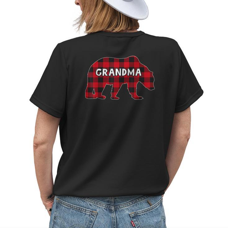 Buffalo Plaid Bear Christmas Pajama Matching Family Grandma Women's T-shirt Back Print