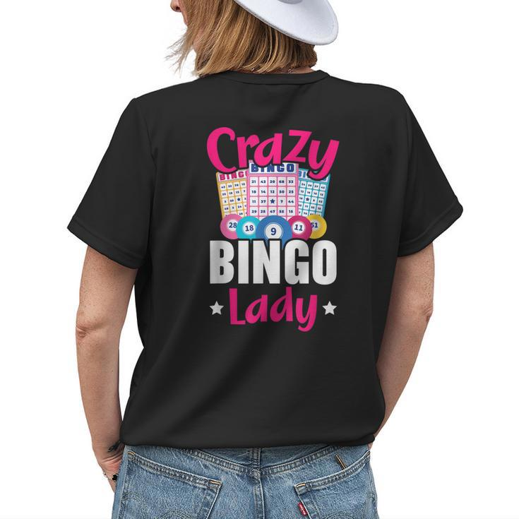 Crazy Bingo Lady Grandma Grandmother Granny Grandparents Day Womens Back Print T-shirt