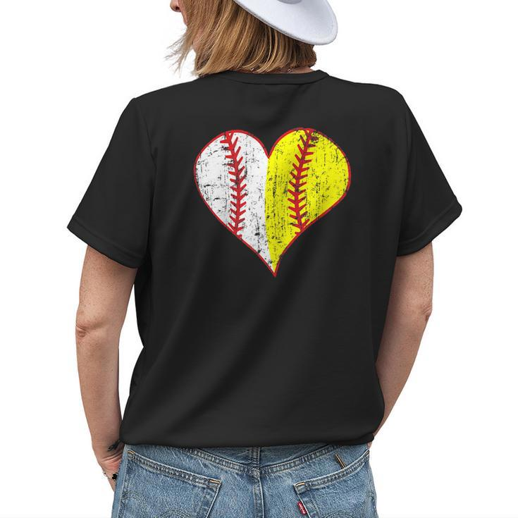 Cute Love Baseball Fast Pitch Softball Heart Baseball Mom Women's T-shirt Back Print Gifts for Her