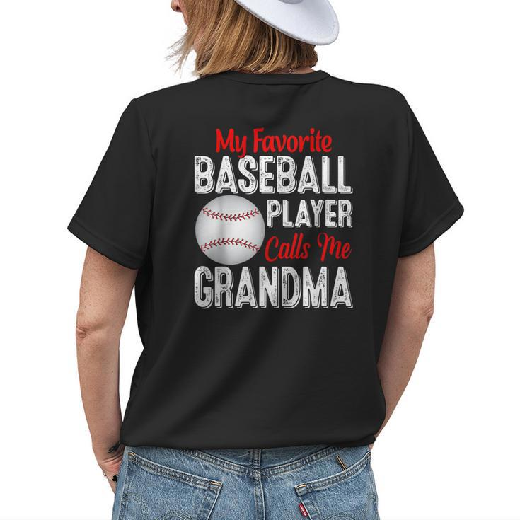 My Favorite Baseball Player Calls Me Grandma Retro Softball Women's T-shirt Back Print