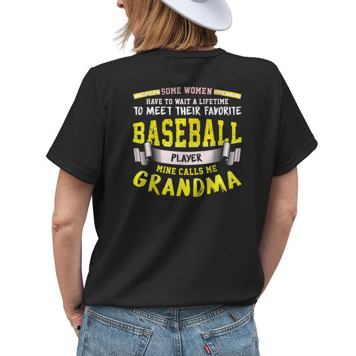 Favorite Baseball Player Calls Me Grandma Women's T-shirt Back Print