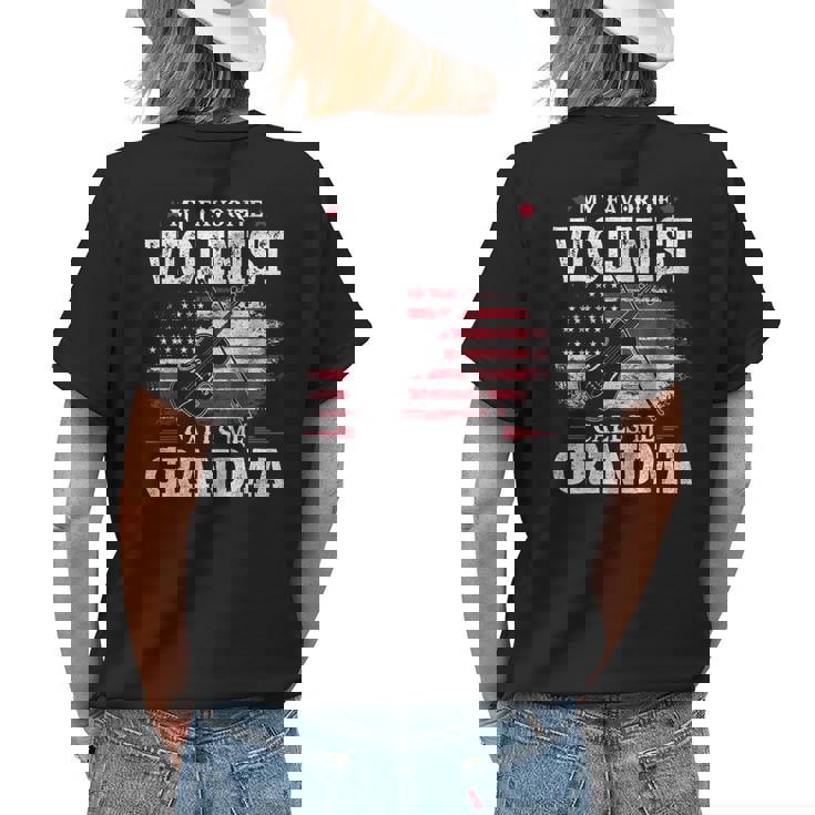 My Favorite Violinist Calls Me Grandma Usa Flag Mother Women's T-shirt Back Print