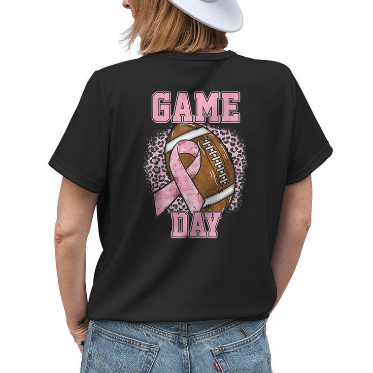 Game Day Breast Cancer Awareness Pink Football Mom Grandma Women's T-shirt Back Print