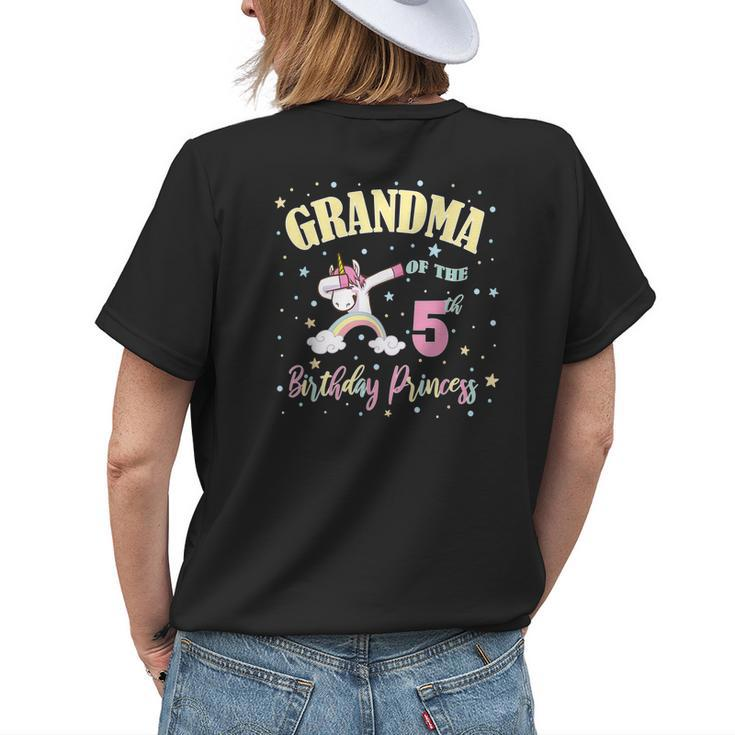 Grandma Of The 5Th Birthday Princess Unicorn 5 Years Old Women's T-shirt Back Print