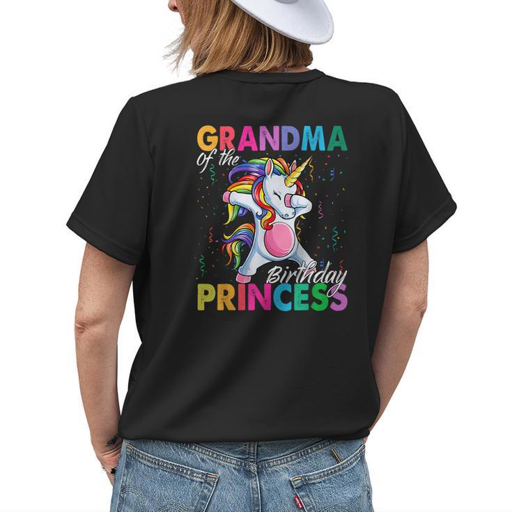 Grandma Of The Birthday Princess Girl Dabbing Unicorn Theme Women's T-shirt Back Print