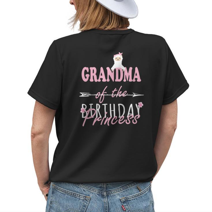 Grandma Of The Birthday Princess Llamazing Girl Llama Party Women's T-shirt Back Print