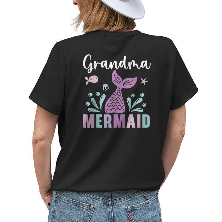 Grandma Mermaid Lover Grandmother Granny Grandparents Day Womens Back Print T-shirt