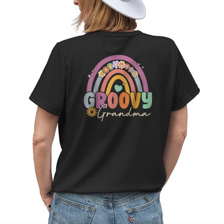 Groovy Grandma Rainbow Colorful Flowers Grandmother Women's T-shirt Back Print