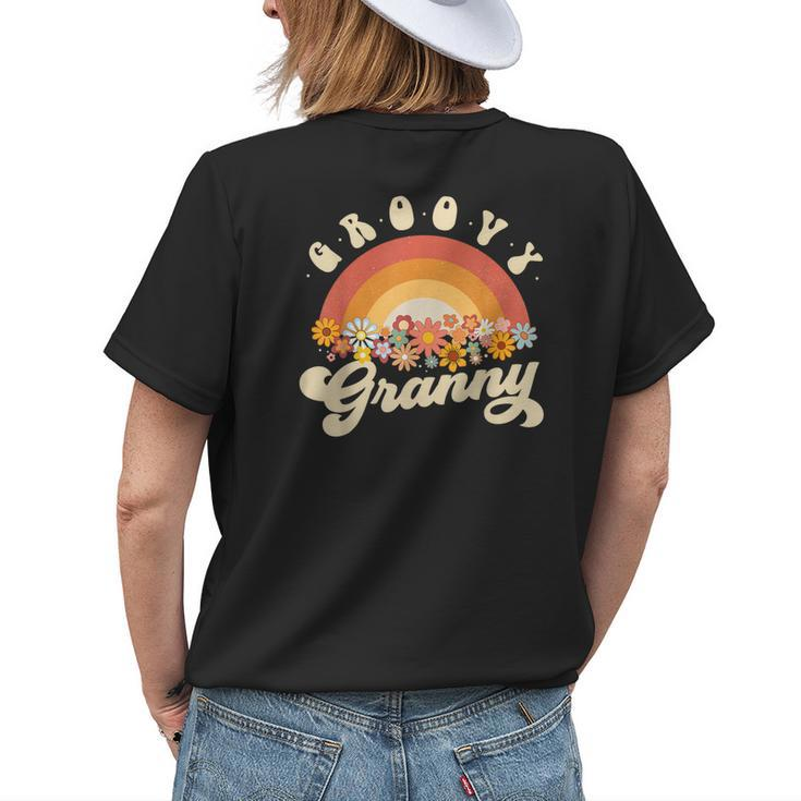 Groovy Granny Retro Rainbow Colorful Flowers Grandma Women's T-shirt Back Print