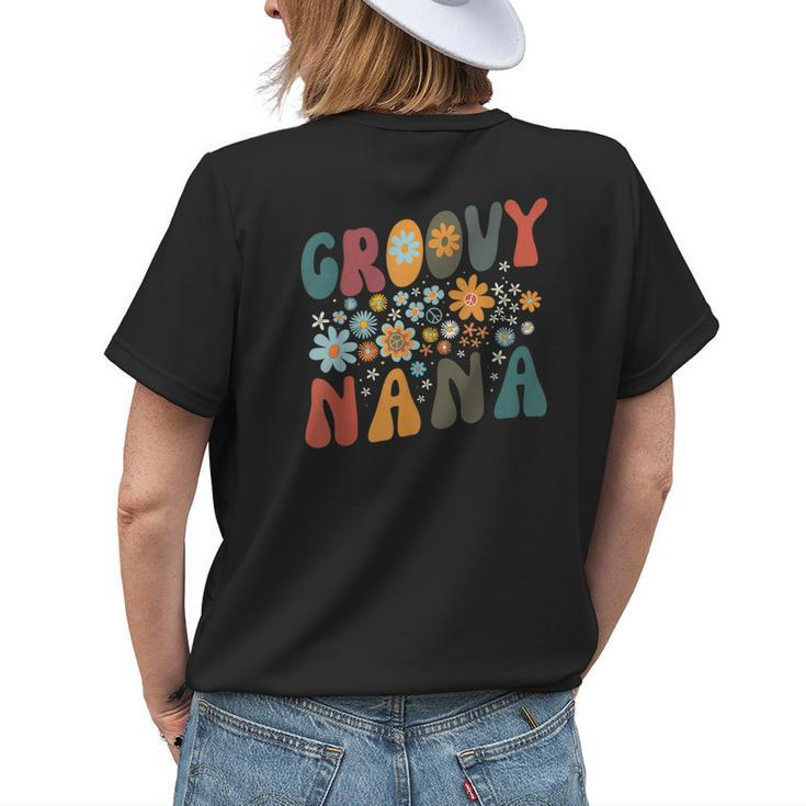 Groovy Nana Retro Colorful Flowers Grandma Women's T-shirt Back Print