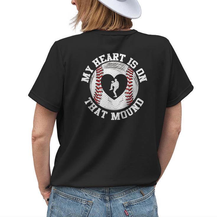 Heart Mom Grandma Baseball Pitcher Women's T-shirt Back Print