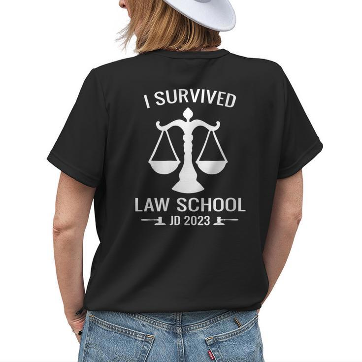 I Survived Law School Jd 2023 Law School Graduation Graduate Gift For Womens Women's Crewneck Short Sleeve Back Print T-shirt Gifts for Her