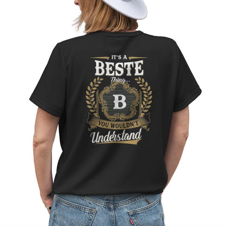 Its A Beste Thing You Wouldnt Understand Shirt Beste Family Crest Coat Of Arm Womens Back Print T-shirt Gifts for Her
