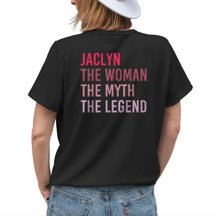 Jaclyn The Woman Myth Legend Personalized Name Birthday Gift Womens Back Print T-shirt Gifts for Her