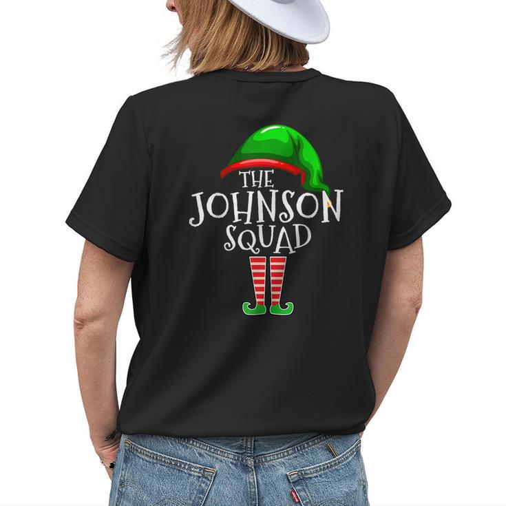 Johnson Squad Elf Group Matching Family Name Christmas Gift Womens Back Print T-shirt Gifts for Her