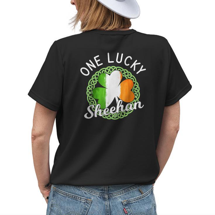 One Lucky Sheehan Irish Family Name Womens Back Print T-shirt Gifts for Her