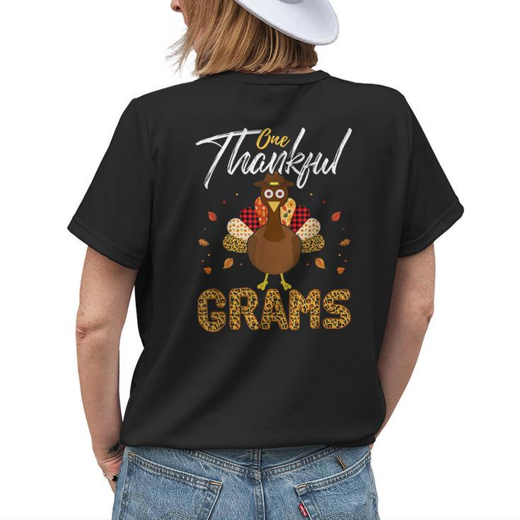 One Thankful Grams Grandma Turkey Thanksgiving Family Women's T-shirt Back Print