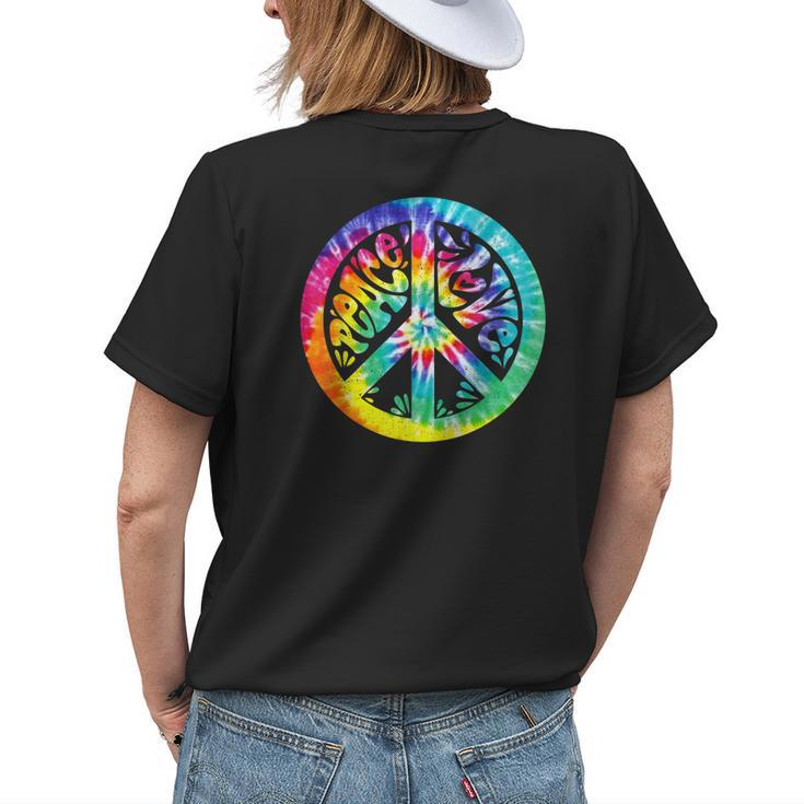 Peace Sign Love Tie Dye 60S 70S Hippie Costume Girls Women Womens Back Print T-shirt Gifts for Her