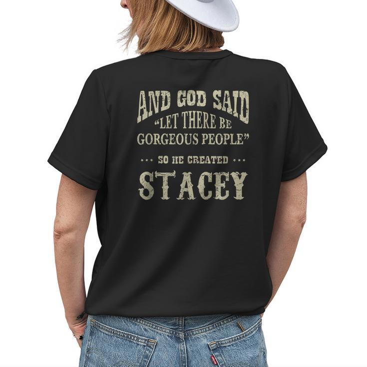 Personalized Birthday Gift Idea For Person Named Stacey Womens Back Print T-shirt Gifts for Her