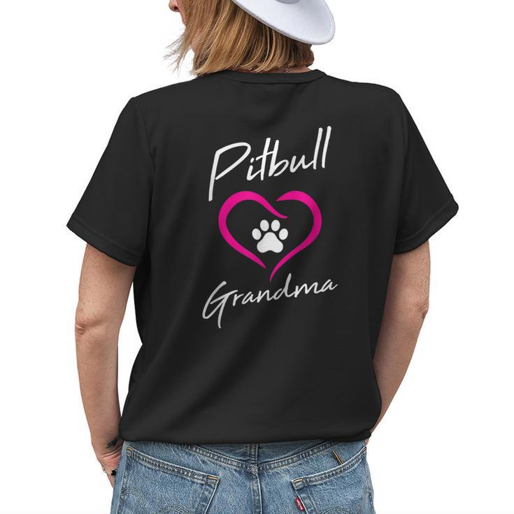 Pitbull Grandma Love Dog Paw Print Cool Animal Lover Women's T-shirt Back Print
