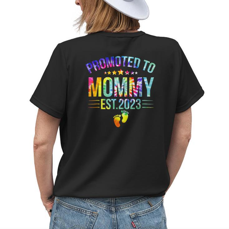 Promoted To Mommy Est 2023 New Mom Gift Tie Dye Mothers Day Womens Back Print T-shirt Gifts for Her