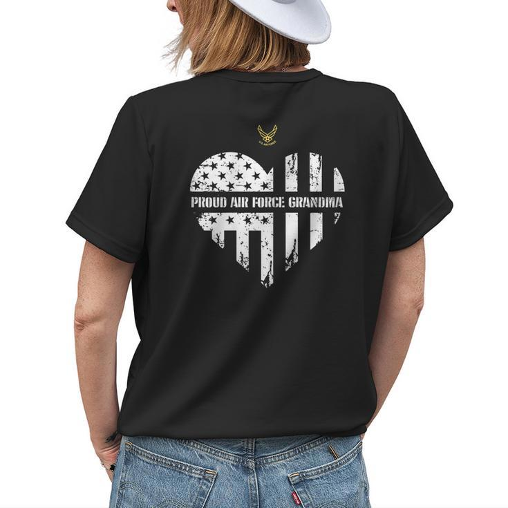Proud Air Force Grandma American Flag Heart Veteran Women's T-shirt Back Print