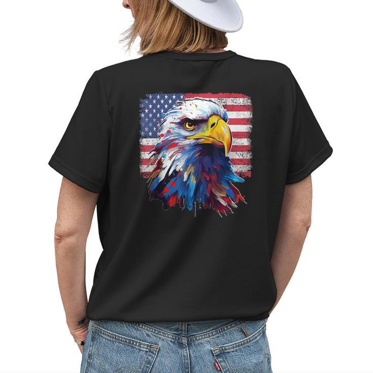 Proud American Patriotic Eagle Usa Flag 4Th July Fathers Day Women's Crewneck Short Sleeve Back Print T-shirt Gifts for Her